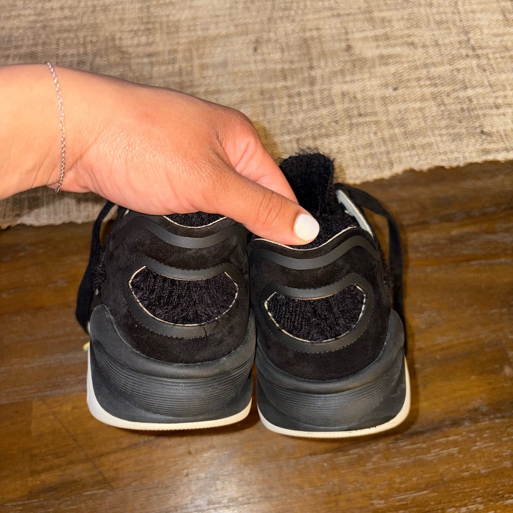 Chanel Black Tweed & Suede CC LaceUp Fuzzy Sneakers - Picture 5 of 11